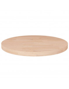 Piano Tavolo Rotondo Ø30x2,5 cm Massello di Rovere Non Trattato 2