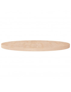 Piano Tavolo Rotondo Ø90x4 cm Massello di Rovere Non Trattato 2