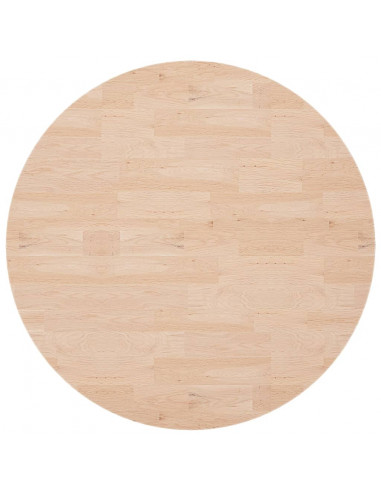 Piano Tavolo Rotondo Ø90x4 cm Massello di Rovere Non Trattato