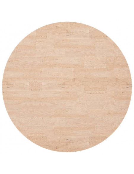 Piano Tavolo Rotondo Ø90x4 cm Massello di Rovere Non Trattato