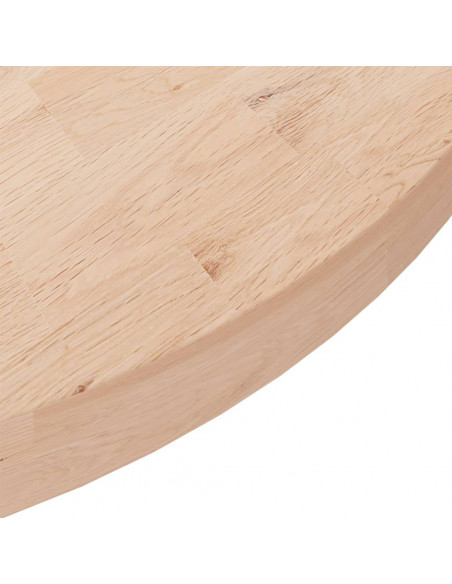 Piano Tavolo Rotondo Ø90x4 cm Massello di Rovere Non Trattato