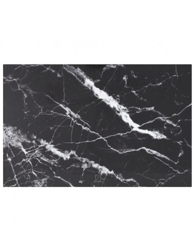 Piano Tavolo Nero 100x62 cm 8mm Vetro Temperato Design Marmo