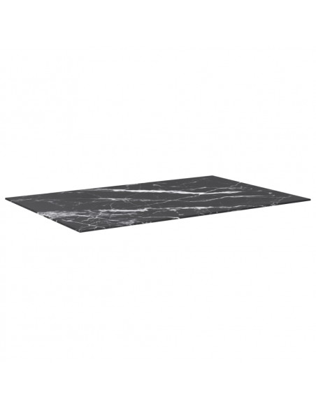 Piano Tavolo Nero 100x62 cm 8mm Vetro Temperato Design Marmo