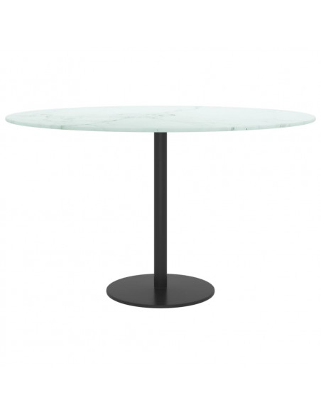 Piano per Tavolo Bianco Ø70x0,8 cm in Vetro Aspetto Marmo