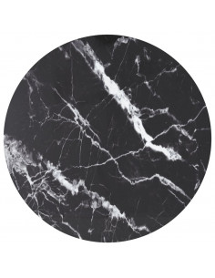 Piano per Tavolo Nero Ø80x1 cm Vetro Temperato Design Marmo