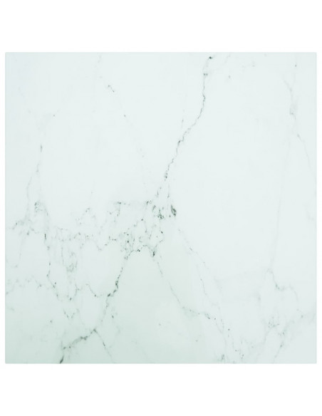 Piano Tavolo Bianco 70x70 cm 6 mm Vetro Temperato Design Marmo