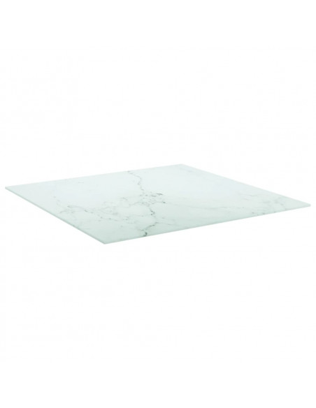 Piano Tavolo Bianco 70x70 cm 6 mm Vetro Temperato Design Marmo