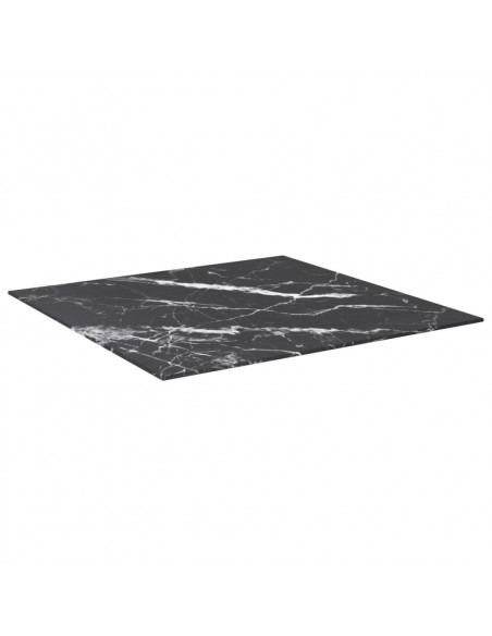 Piano Tavolo Nero 70x70 cm 6 mm Vetro Temperato Design Marmo