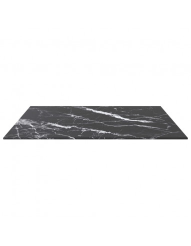 Piano Tavolo Nero 70x70 cm 6 mm Vetro Temperato Design Marmo
