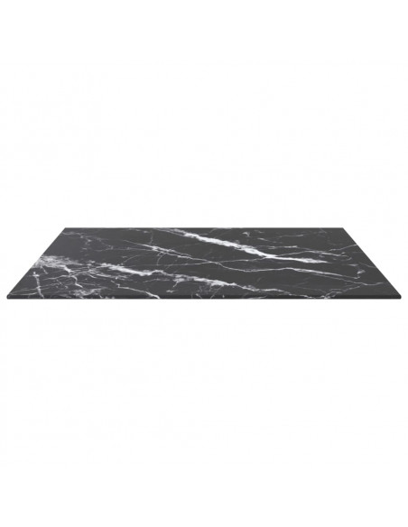 Piano Tavolo Nero 70x70 cm 6 mm Vetro Temperato Design Marmo
