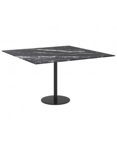 Piano Tavolo Nero 70x70 cm 6 mm Vetro Temperato Design Marmo