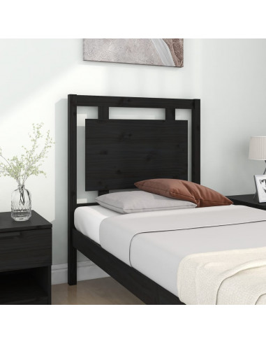 Testiera per Letto Nera 80,5x4x100 cm Legno Massello di Pino