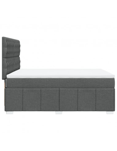 Giroletto a Molle con Materasso Grigio Scuro 140x200cm Tessuto