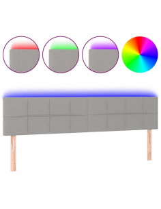 Testiera a LED Grigio Chiaro 200x5x78/88 cm in Tessuto 2