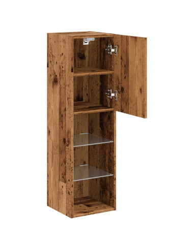 Mobili Porta TV con Luci LED 2 pz Legno Antico 30,5x30x102 cm