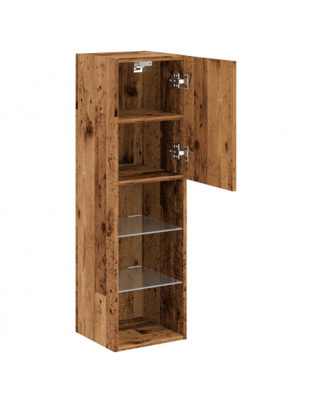 Mobili Porta TV con Luci LED 2 pz Legno Antico 30,5x30x102 cm