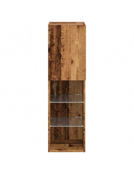 Mobili Porta TV con Luci LED 2 pz Legno Antico 30,5x30x102 cm