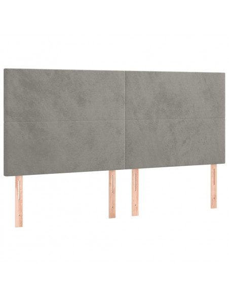 Testiera a LED Grigio Chiaro 200x5x118/128 cm in Velluto
