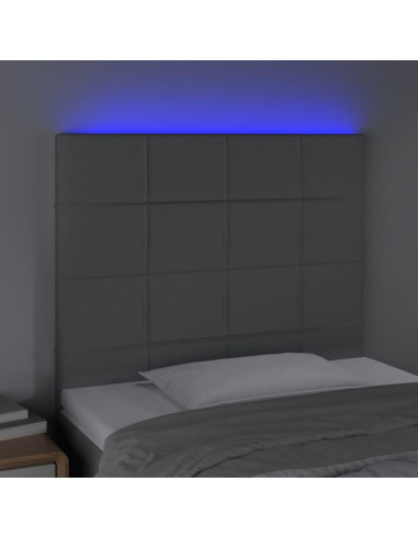 Testiera a LED Grigio Chiaro 100x5x118/128 cm in Tessuto