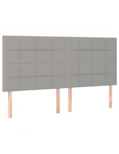 Testiera a LED Grigio Chiaro 200x5x118/128 cm in Tessuto