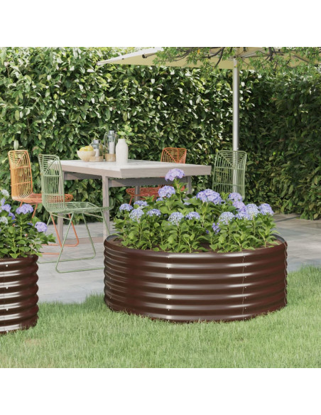 Letto Giardino Acciaio Verniciato Polvere 100x100x36cm Marrone Letto Giardino Acciaio Verniciato Polvere 100x100x36cm Marrone