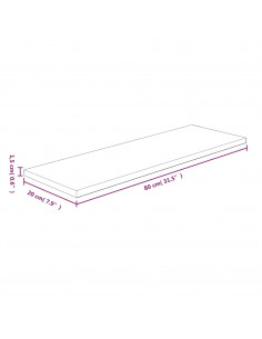 Ripiano 80x20x1,5 cm Legno Massello di Rovere Non Trattato