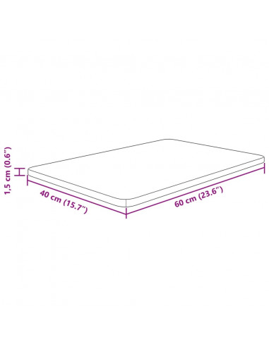 Piano Bagno 60x40x1,5 cm in Legno Massello Non Trattato