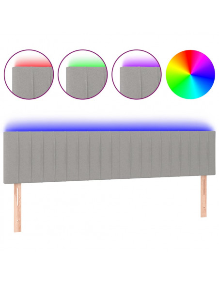 Testiera a LED Grigio Chiaro 180x5x78/88 cm in Tessuto