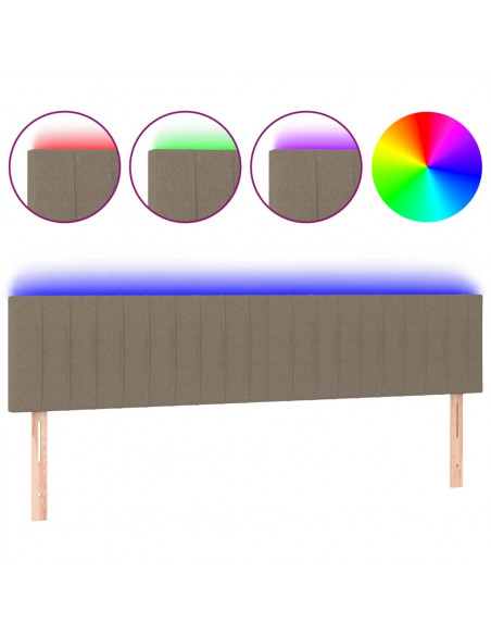 Testiera a LED Tortora 180x5x78/88 cm in Tessuto