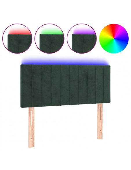 Testiera a LED Verde scuro 90x5x78/88 cm in Similpelle