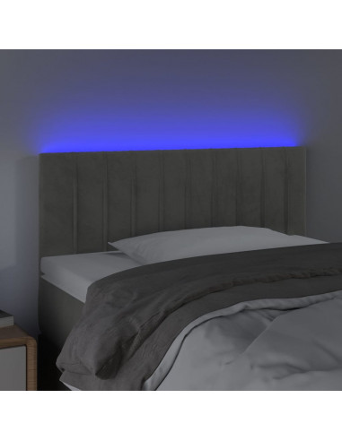 Testiera a LED Grigio Chiaro 100x5x78/88 cm in Velluto