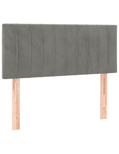 Testiera a LED Grigio Chiaro 100x5x78/88 cm in Velluto