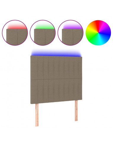 Testiera a LED Tortora 80x5x118/128 cm in Tessuto