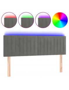 Testiera a LED Grigio Chiaro 144x5x78/88 cm in Velluto 2