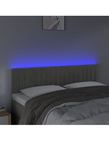 Testiera a LED Grigio Chiaro 144x5x78/88 cm in Velluto