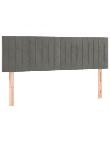 Testiera a LED Grigio Chiaro 144x5x78/88 cm in Velluto