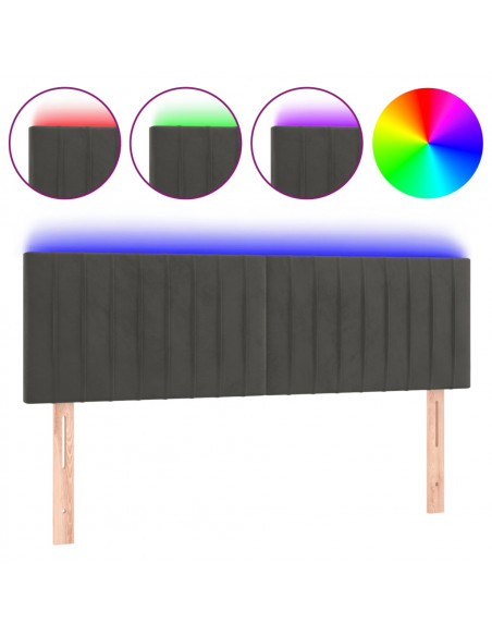Testiera a LED Grigio Scuro 144x5x78/88 cm in Velluto