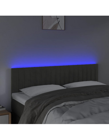 Testiera a LED Grigio Scuro 144x5x78/88 cm in Velluto