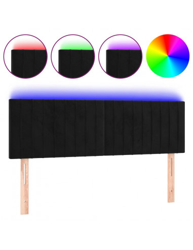 Testiera a LED Nera 144x5x78/88 cm in Velluto