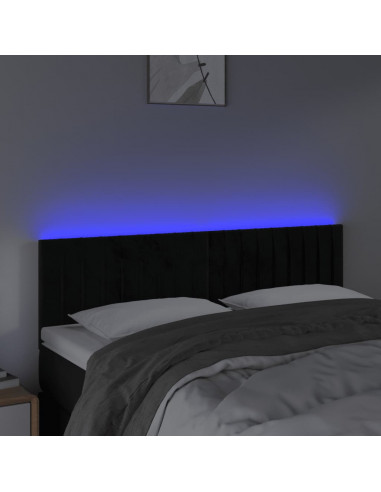 Testiera a LED Nera 144x5x78/88 cm in Velluto