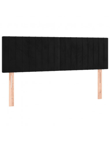 Testiera a LED Nera 144x5x78/88 cm in Velluto