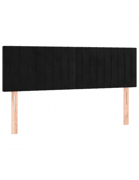 Testiera a LED Nera 144x5x78/88 cm in Velluto