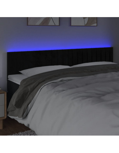 Testiera a LED Nera 180x5x78/88 cm in Velluto