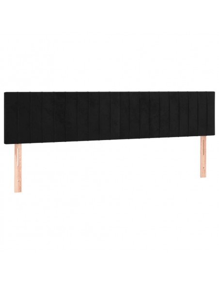 Testiera a LED Nera 180x5x78/88 cm in Velluto