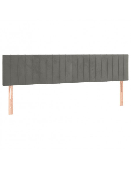 Testiera a LED Grigio Chiaro 200x5x78/88 cm in Velluto