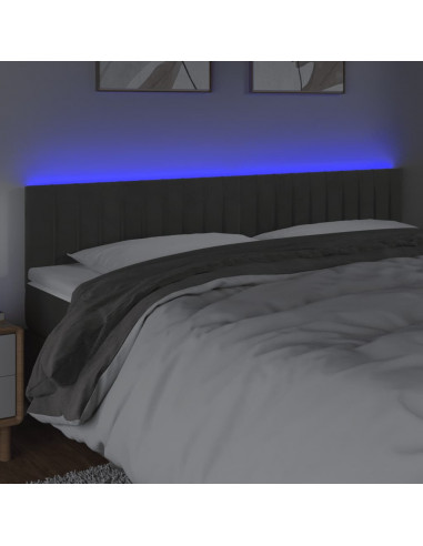 Testiera a LED Grigio Scuro 200x5x78/88 cm in Velluto