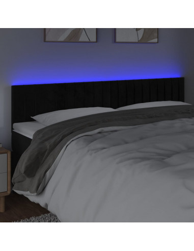 Testiera a LED Nera 200x5x78/88 cm in Velluto