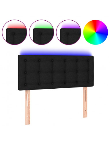 Testiera a LED Nera 80x5x78/88 cm in Tessuto