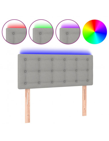 Testiera a LED Grigio Chiaro 90x5x78/88 cm in Tessuto