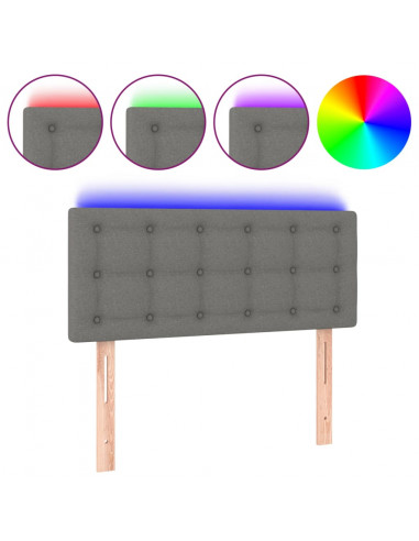 Testiera a LED Grigio Scuro 100x5x78/88 cm in Tessuto